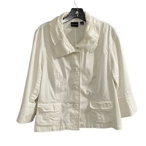 TRIBAL White Cotton Stretch Button Front Jacket
12
